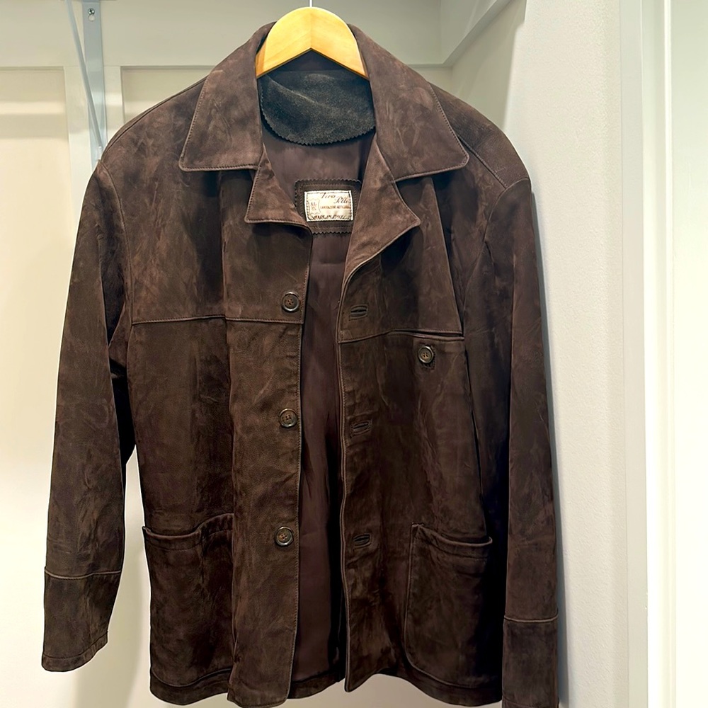 Gorgeous Men’s Italian Suede Leather Oversized Brown Jacket Size Small